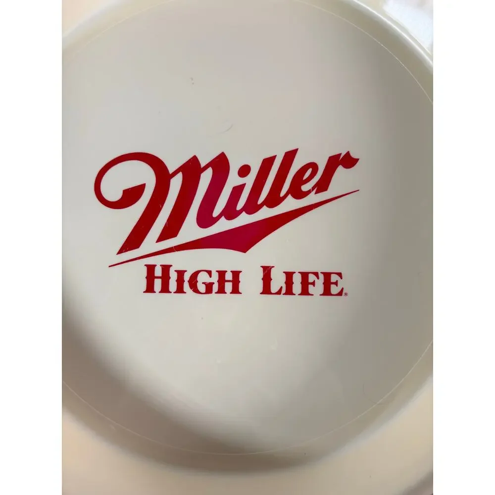 Vintage Miller High Life Hard Plastic Serving Tray-‎ White Red- EUC